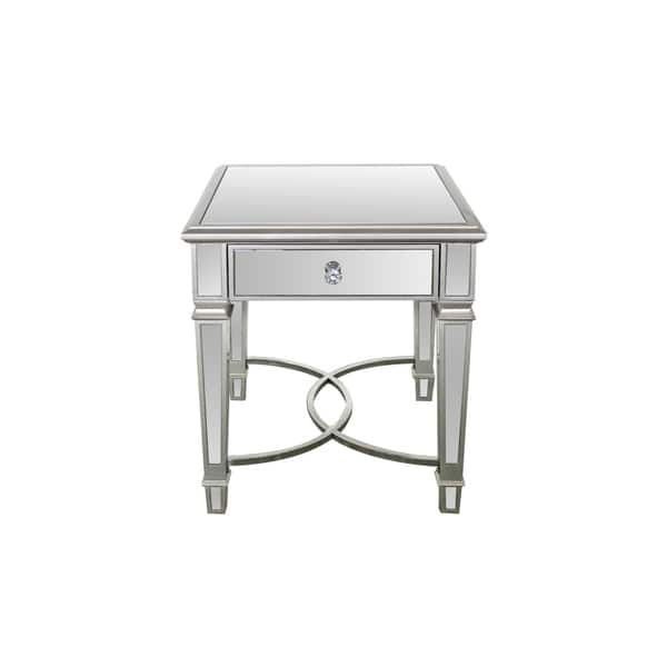 Shop Best Quality Furniture Square Silver Mirrored Glass Wood End Table On Sale Overstock 22544433