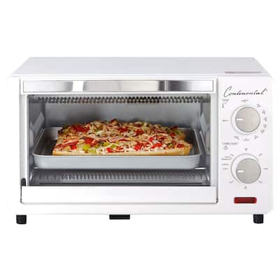 Continental Electric Toaster Oven, 60 Minute Timer, White