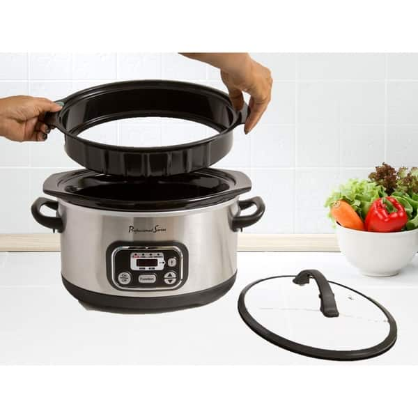 Continental Electric Pro 4-6 Quart Digital Slow Cooker Stainless