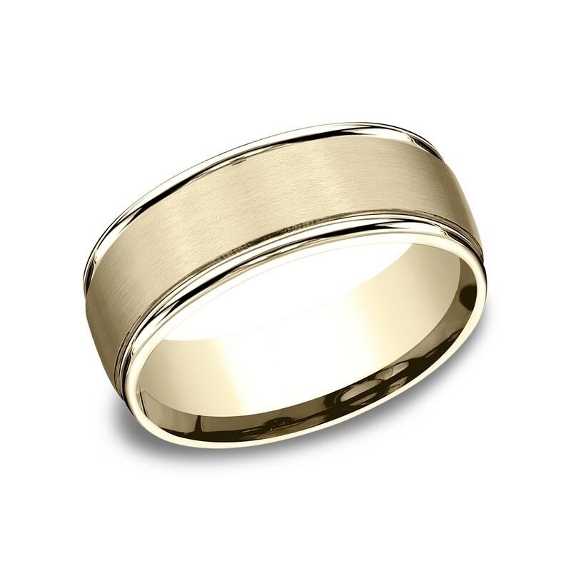 Shop 10k Yellow Gold 8mm Men S Satin Finished Round Edge Comfort