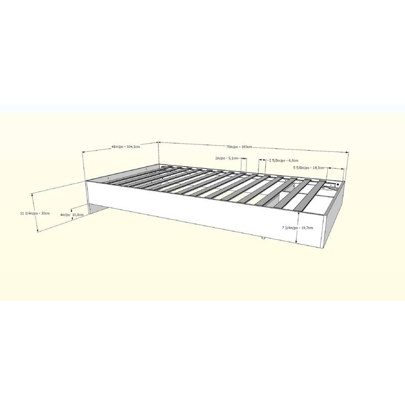 Nexera Celebri-T Platform Bed with Headboard, White and Walnut
