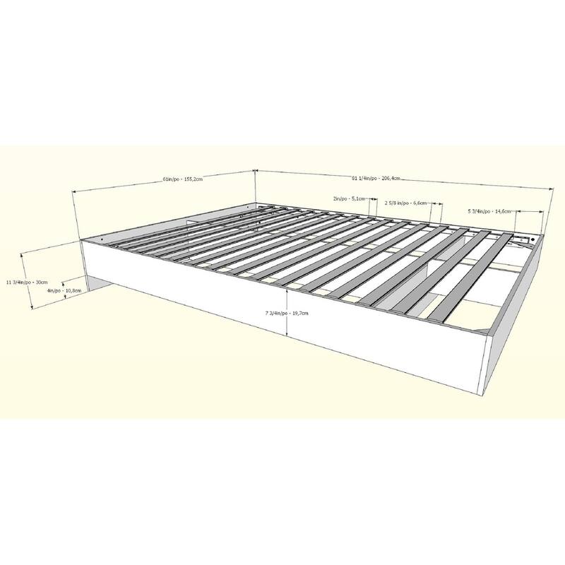 Nexera Celebri-T Platform Bed with Headboard, White and Walnut