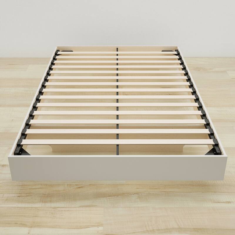 Nexera Celebri-T Platform Bed with Headboard, White and Walnut