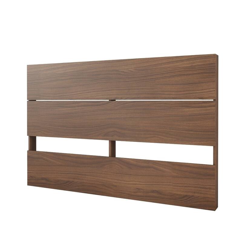 Nexera Celebri-T Platform Bed with Headboard, White and Walnut