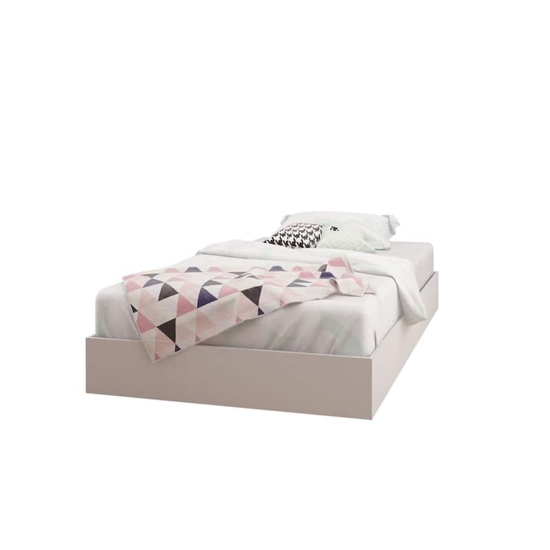 Nexera Celebri-T Platform Bed with Headboard, White and Walnut