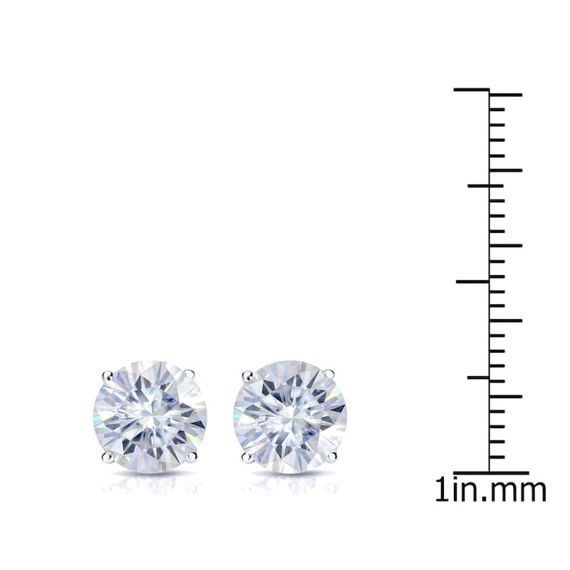 Auriya 3ct TW Round Moissanite Stud Earrings 14k Gold - 7.4 mm, Screw-Backs