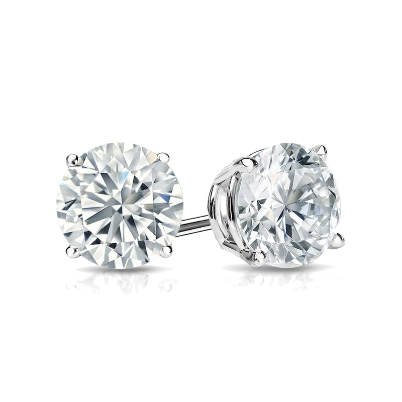 Auriya 2ct TW Round Moissanite Stud Earrings 14k Gold - 6.5 mm