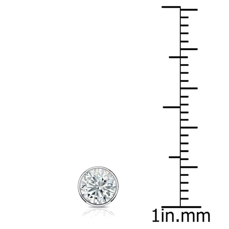 Auriya Platinum 3ctw Bezel-set Round Moissanite Stud Earrings - 7.4 mm, Push-Backs