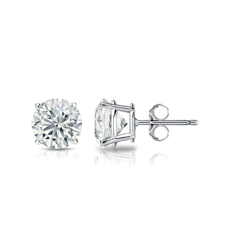 Auriya 2ct TW Round Moissanite Stud Earrings 18k Gold - 6.5 mm, Push-Backs