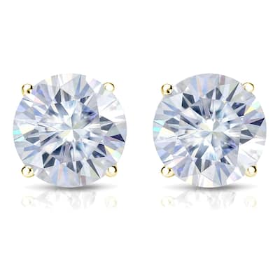 Auriya 2ct TW Round Moissanite Stud Earrings 18k Gold - 6.5 mm, Push-Backs