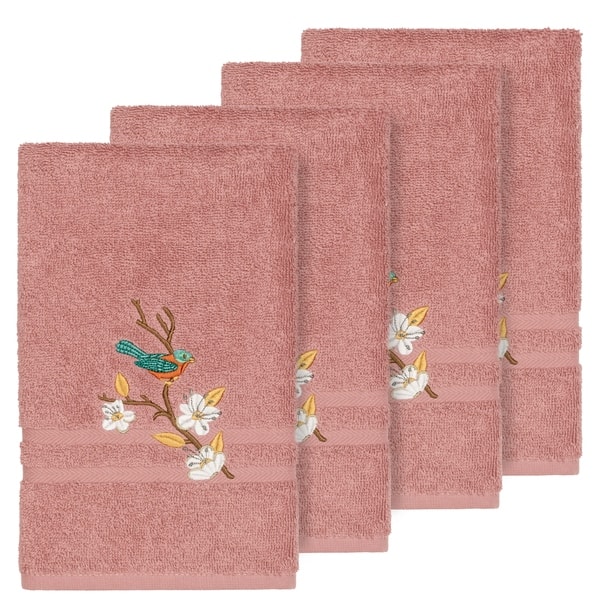 New Embroidered Bird on Branch Nature Bathroom Terry Cotton Hand Towels SET