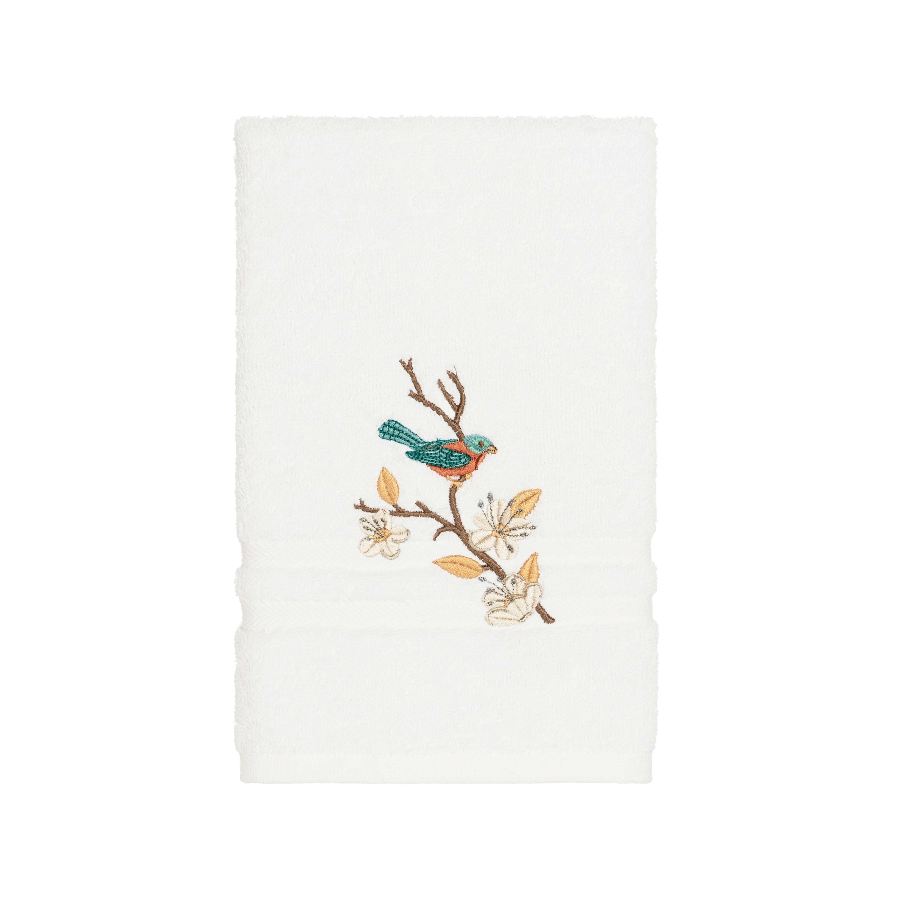 New Embroidered Bird on Branch Nature Bathroom Terry Cotton Hand Towels SET