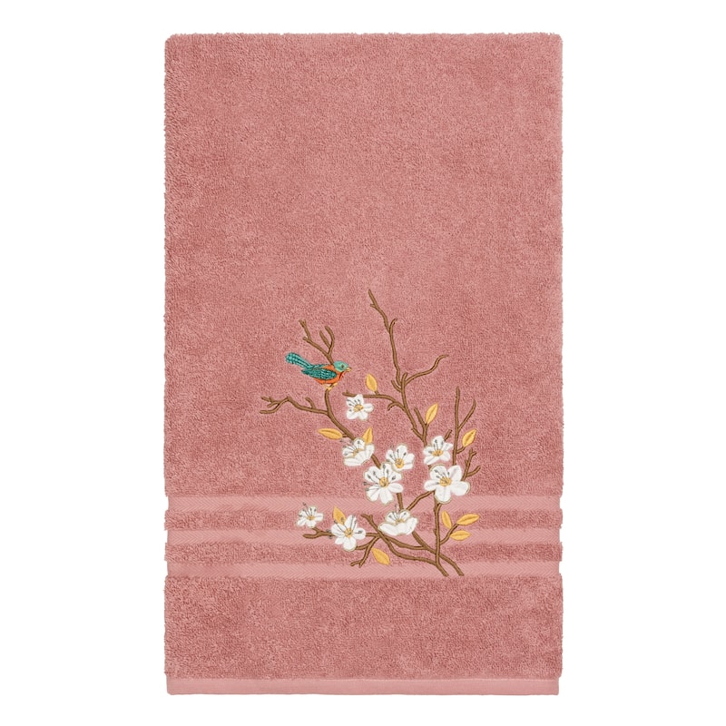 Authentic Hotel and Spa Turkish Cotton Blue Bird Embroidered Tea Rose 8-piece Towel Set