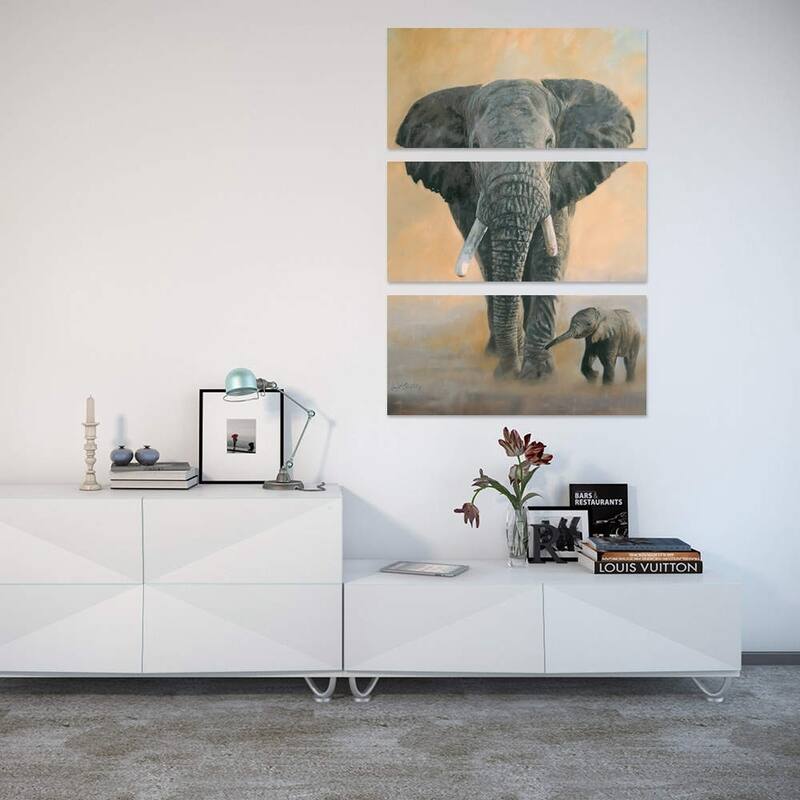 iCanvas "Elephant And Baby" by David Stribbling Canvas Print