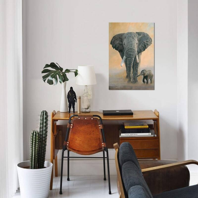 iCanvas "Elephant And Baby" by David Stribbling Canvas Print