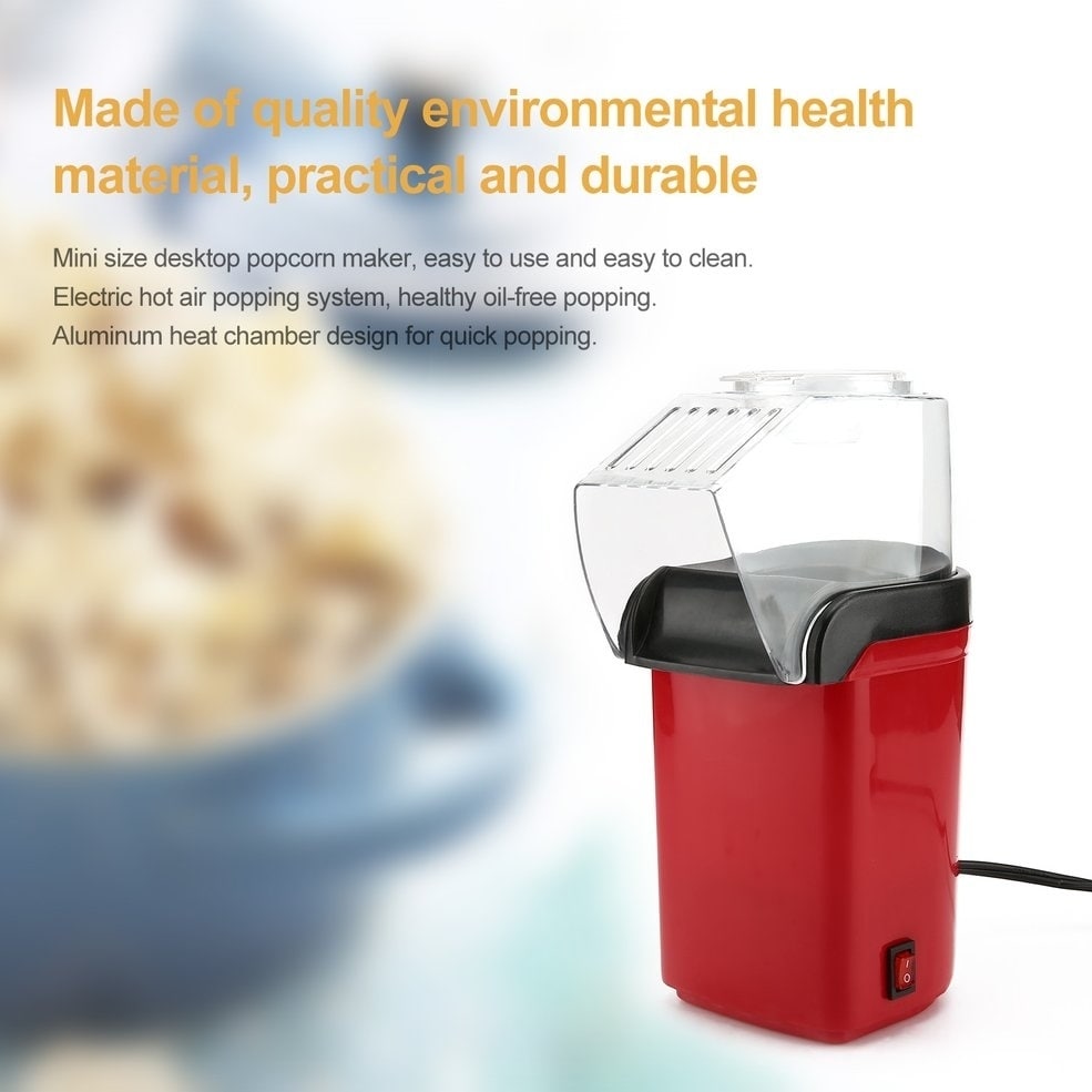 US Plug Mini Electric Popcorn Maker Home Square Hot Air Popcorn