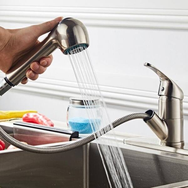 Pull-Out Spray Kitchen Faucet Swivel Spout Sink Single Handle Mixer Tap Home US