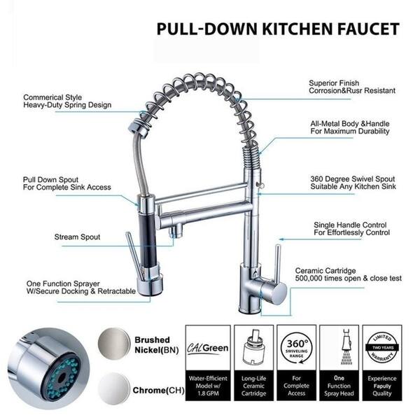 Shop Pull Down Stainless 1 Handle2 Function Spray Swivel Kitchen