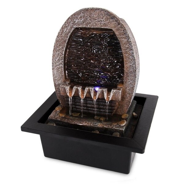 SereneLife Water Fountain SLTWF76LED Relaxing Tabletop Water Feature Decoration