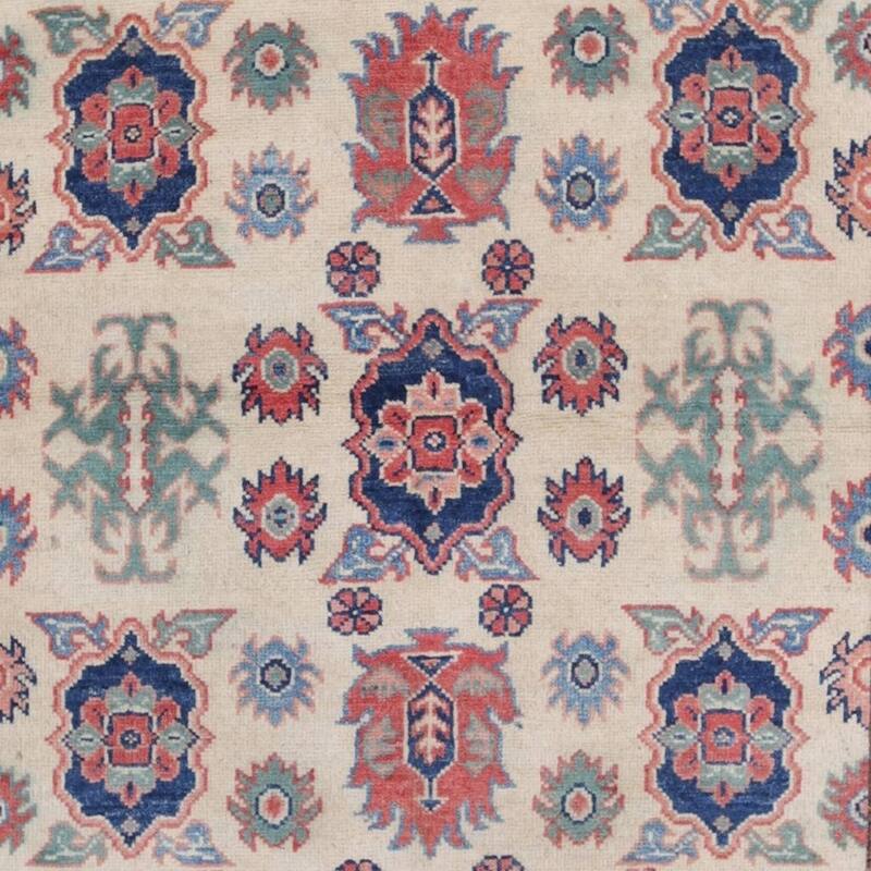 Handmade One-of-a-Kind Kazak Vegetable Dye Wool Rug (Afghanistan) - 4' x 5'9