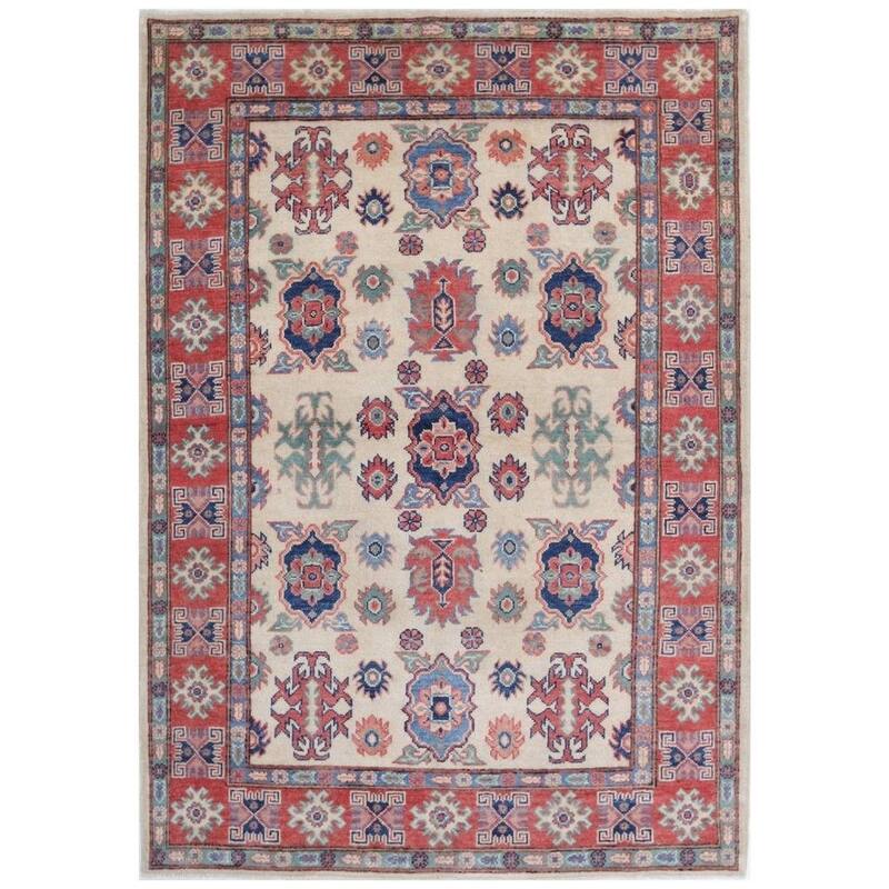 Handmade One-of-a-Kind Kazak Vegetable Dye Wool Rug (Afghanistan) - 4' x 5'9