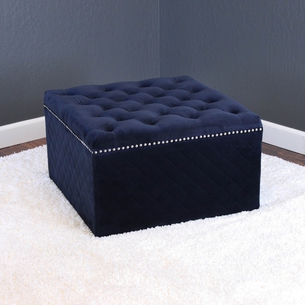 Shop Lemele 27" Square Velvet Ottoman - On Sale ...