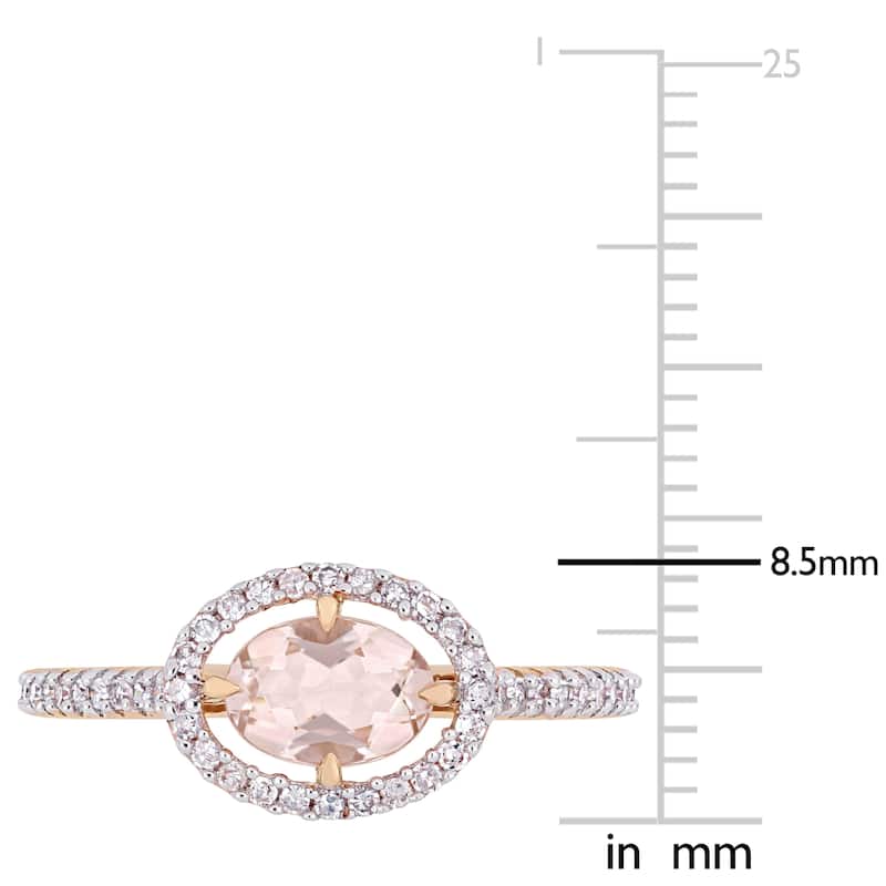 Miadora 14k Rose Gold Morganite and 1/4ct TDW Diamond Floating Oval Halo Ring