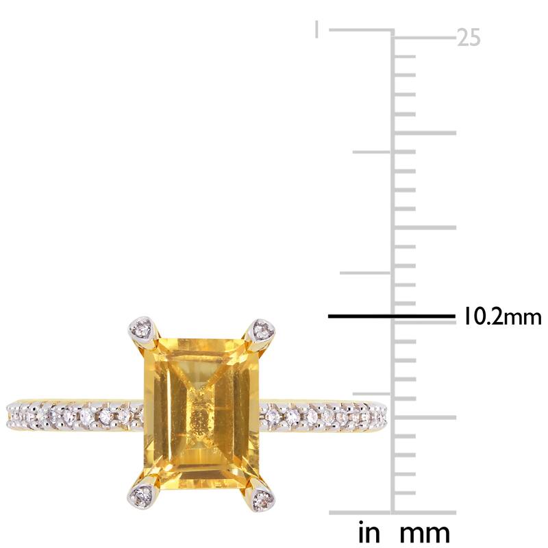 Miadora 10k Yellow Gold Octagon-Cut Citrine and 1/10ct TDW Diamond Solitaire Ring