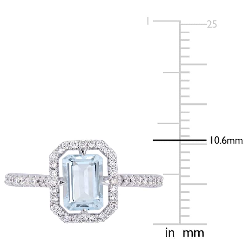 Miadora 14k White Gold Aquamarine and 1/4ct TDW Diamond Floating Halo Ring