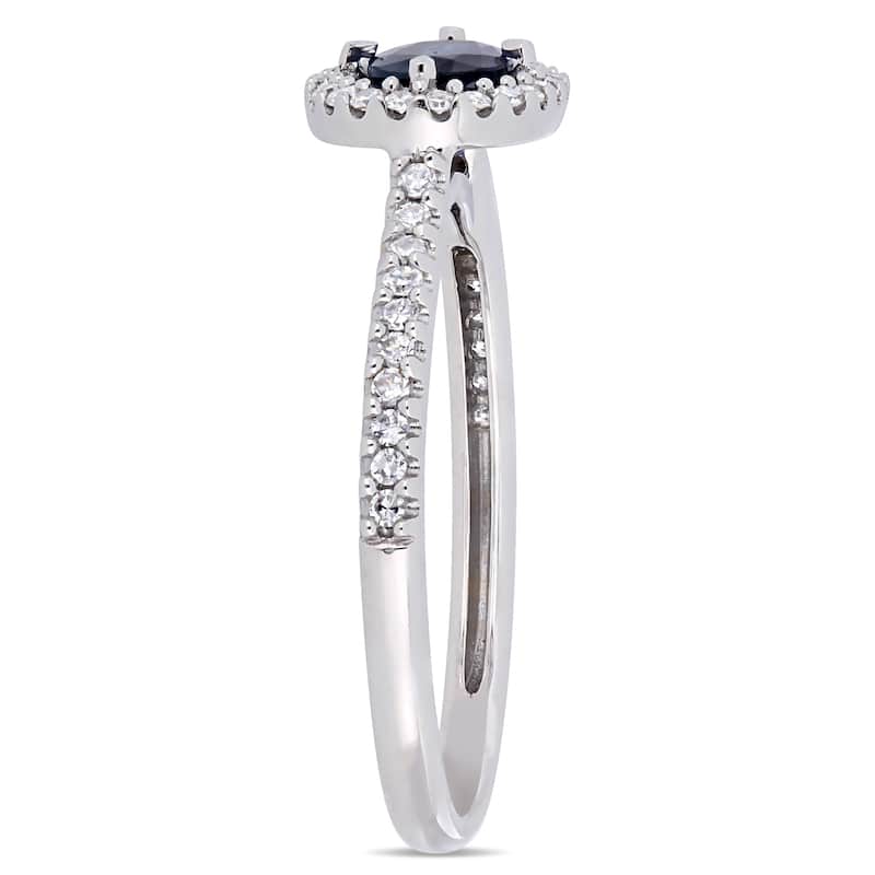 Miadora 14k White Gold Sapphire and 1/5ct TDW Diamond Floating Oval Halo Ring