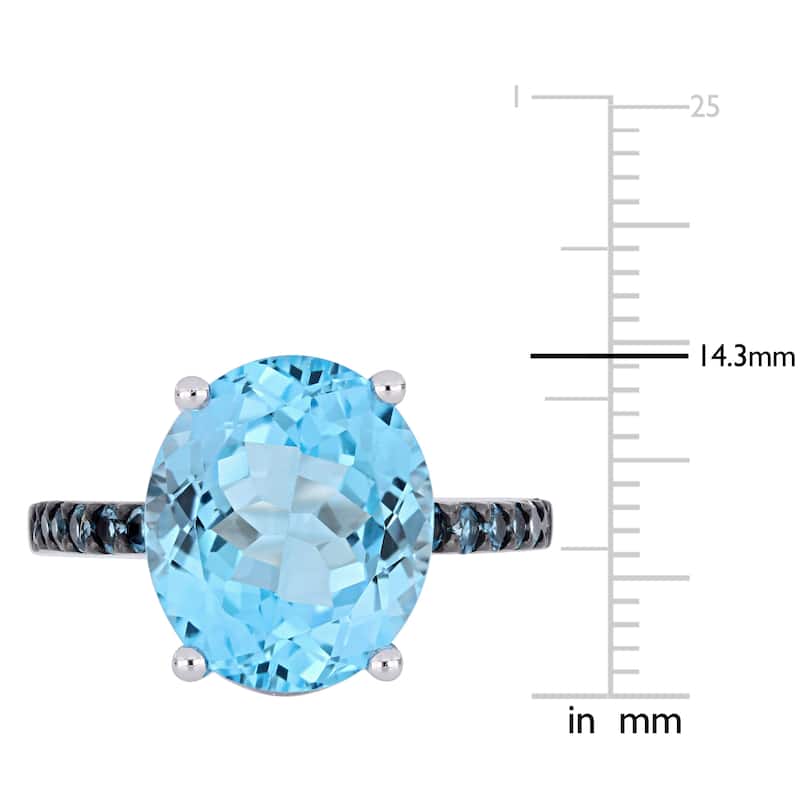 Miadora Sterling Silver Sky and London Blue Topaz Cocktail Ring