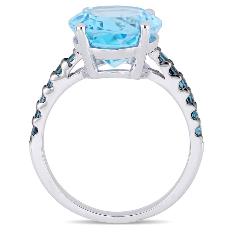 Miadora Sterling Silver Sky and London Blue Topaz Cocktail Ring