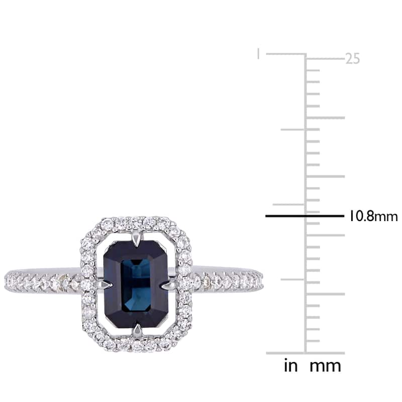 Miadora 14k White Gold Blue Sapphire and 1/4ct TDW Diamond Floating Halo Ring
