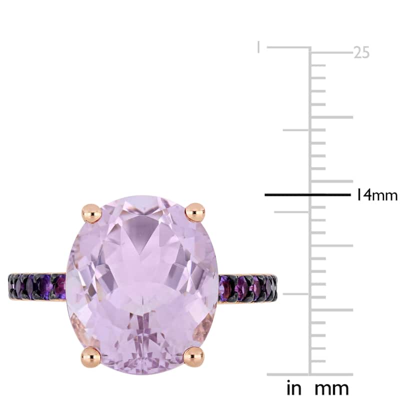 Miadora Rose Plated Sterling Silver Amethyst and Rose de France Cocktail Ring