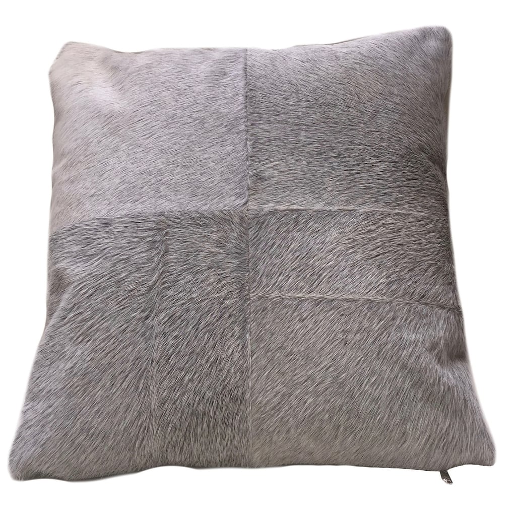 Grey Cowhide Pillow ESEL. Double sided leather pillow.