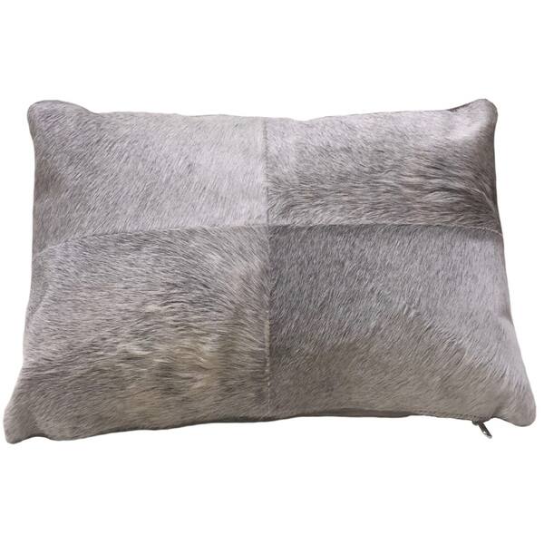Shop Grey Rectangular Cowhide Pillow Argo Double Sided Leather