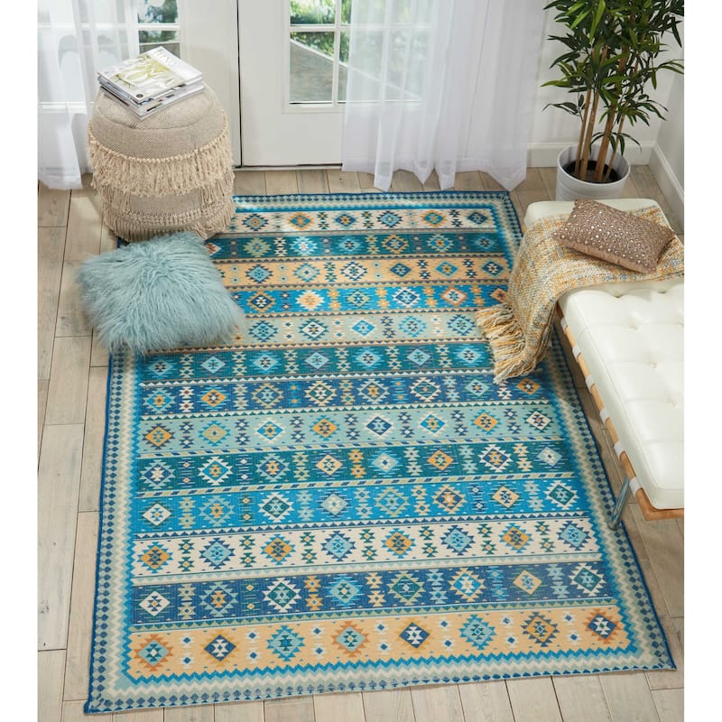 Nourison Madera Light Orange Aztec Area Rug
