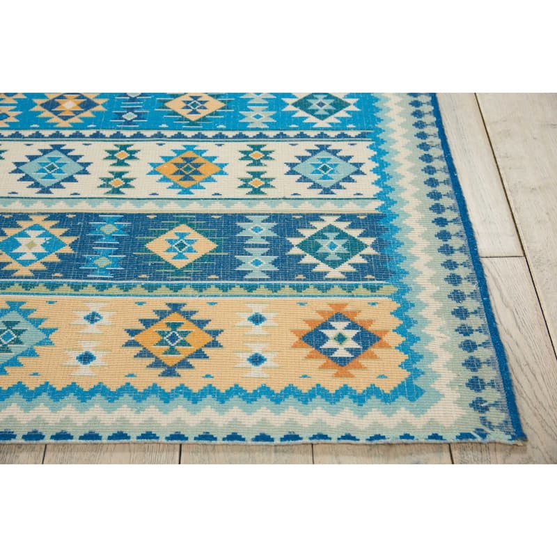 Nourison Madera Light Orange Aztec Area Rug