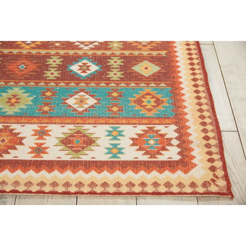 Nourison Madera Light Orange Aztec Area Rug