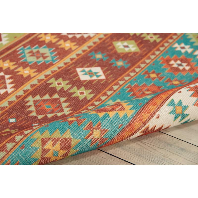 Nourison Madera Light Orange Aztec Area Rug
