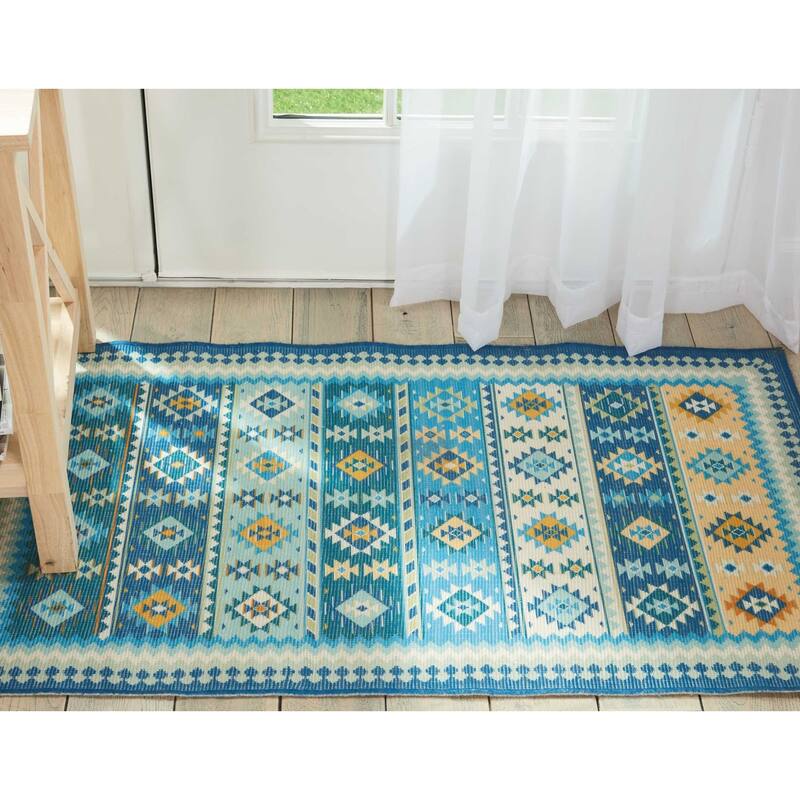 Nourison Madera Light Orange Aztec Area Rug