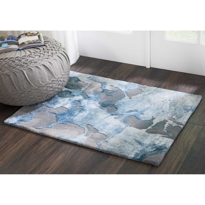 Nourison Hand-tufted Prismatic Abstract Contemporary Blue Grey Area Rug