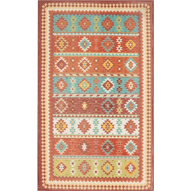 Nourison Madera Light Orange Aztec Area Rug