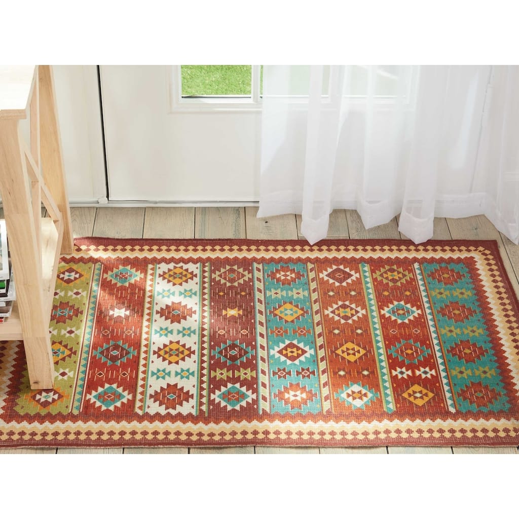 Nourison Madera Light Orange Aztec Area Rug