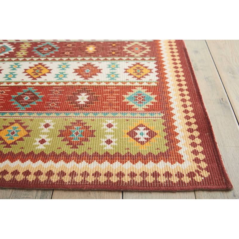 Nourison Madera Light Orange Aztec Area Rug