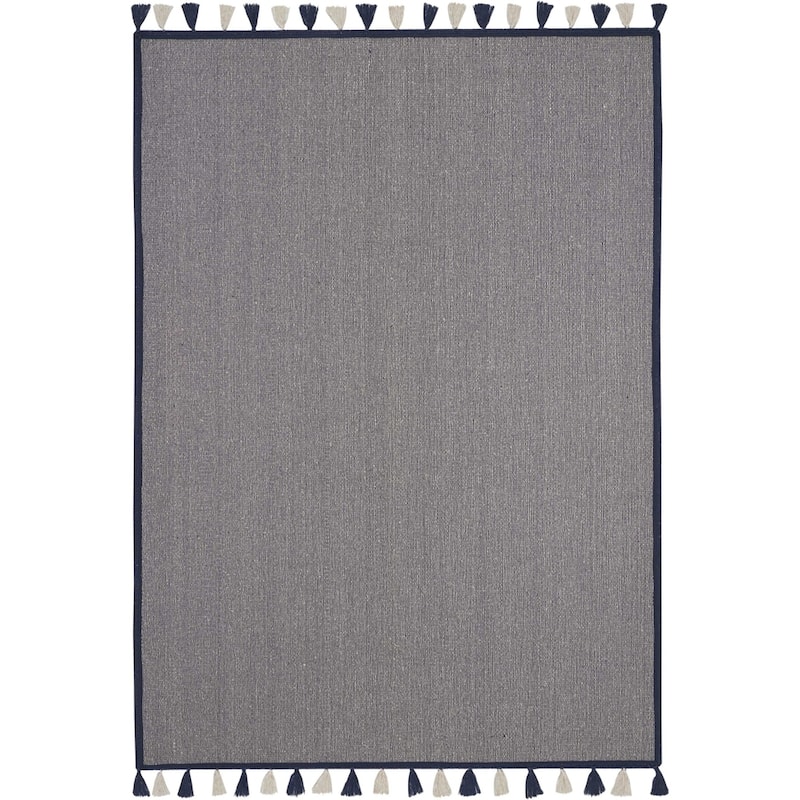 Nourison Otto Solid Tassel Area Rug - 5' x 7'6" - Dark Blue - Rectangle
