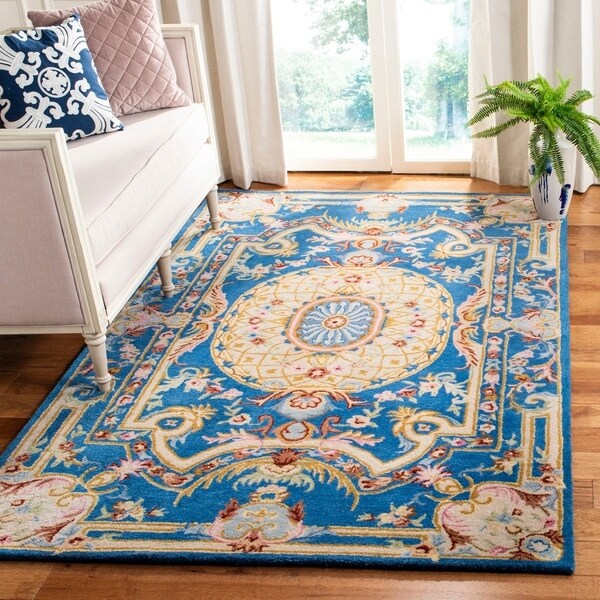 Shop Safavieh Handmade Savonnerie Traditional Blue Ivory Wool Rug X On Sale Free