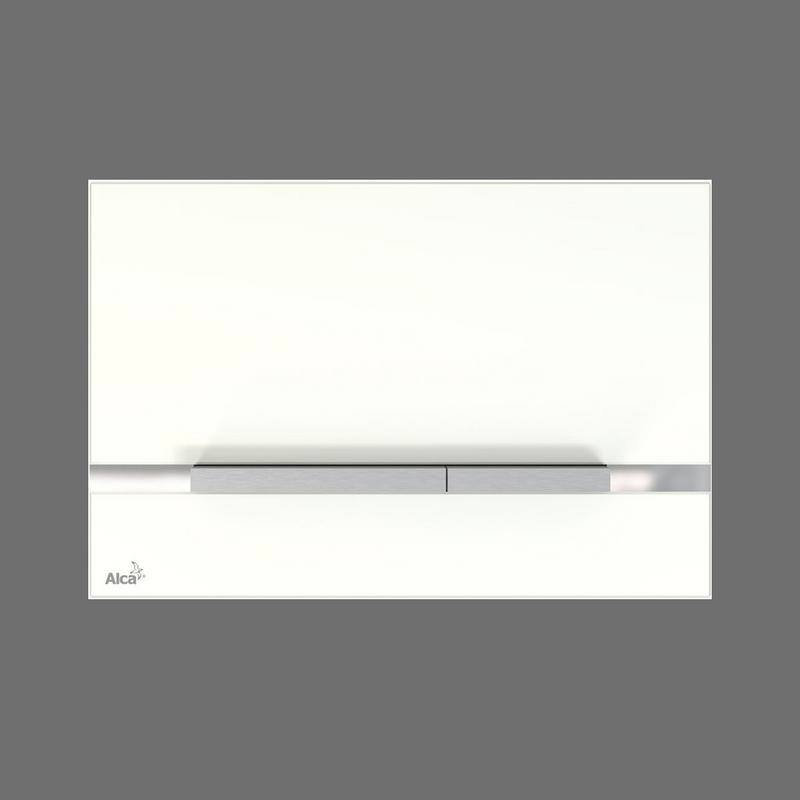Alca Plast Dual Flush Plate for Concealed Water Tanks (STRIPE - Glass - White) - White