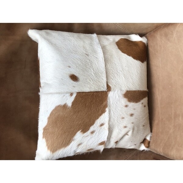 white cowhide pillow