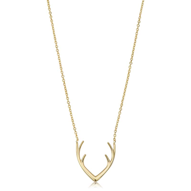 Fremada Italian 14k Yellow Gold or Rose Gold Antler Adjustable Length Necklace (fits 17 or 18 inches)